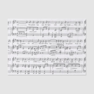 Papier Mousseline Motif noir et blanc de musique de feuille