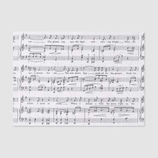 Papier Mousseline Motif noir et blanc de musique de feuille (Recto)