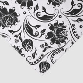 Papier Mousseline Motif noir Floral Damques Arrière - plan blanc (Détail)