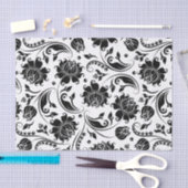 Papier Mousseline Motif noir Floral Damques Arrière - plan blanc (Artisanat)