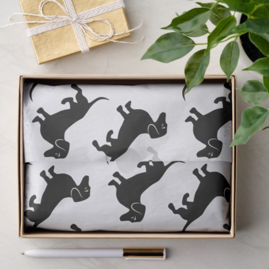 Papier Mousseline Motif noir mignon de teckel (Cadeau)