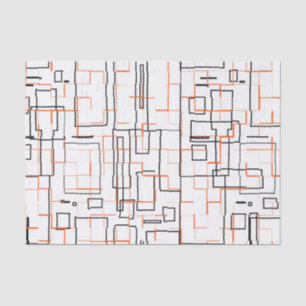 Papier Mousseline Motif noir orange élégant