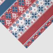 Papier Mousseline Motif norvégien rayé bleu rouge (Détail)