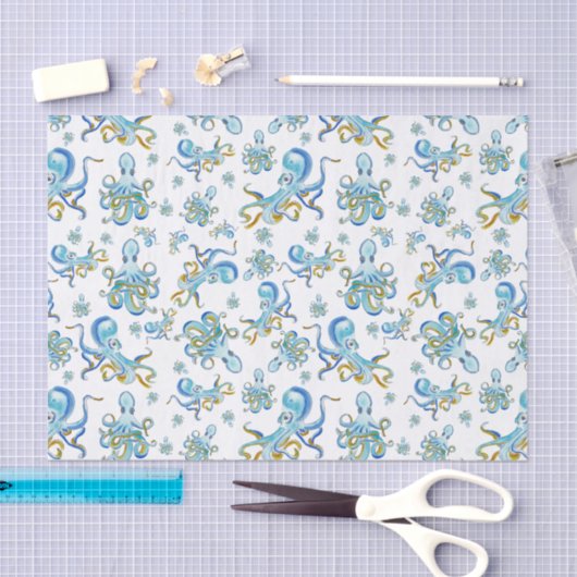 Papier Mousseline Motif octopus (Artisanat)
