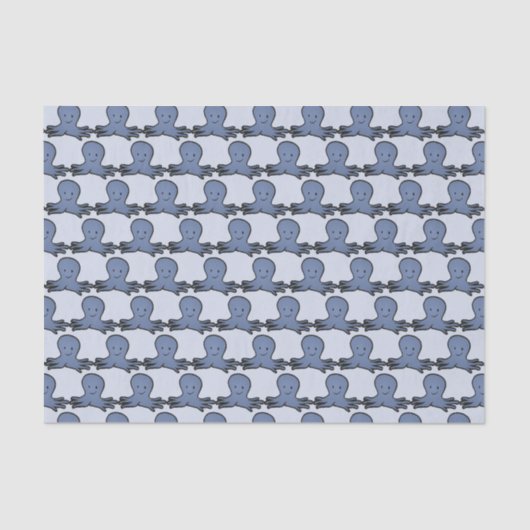 Papier Mousseline Motif octopus bleu carton (Recto)