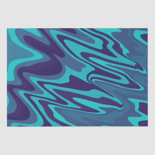 Papier Mousseline Motif ondulé bleu turquoise Abstrait (Recto)