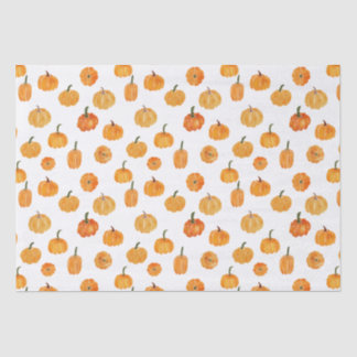 Papier Mousseline Motif orange Citrouille aquarelle