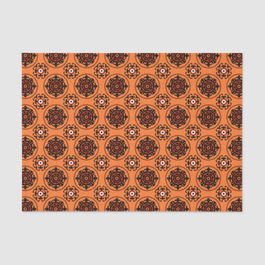 Papier Mousseline Motif orange de Suzani (Recto)