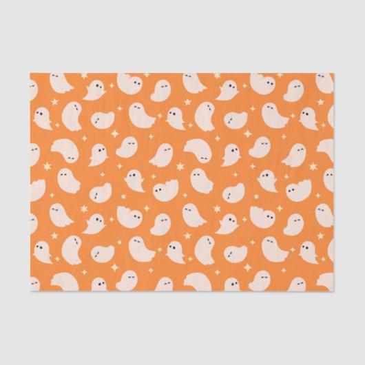 Papier Mousseline Motif Orange Ghost Doodle (Recto)