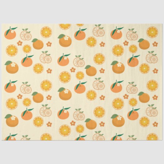 Papier Mousseline Motif Oranges (Recto)