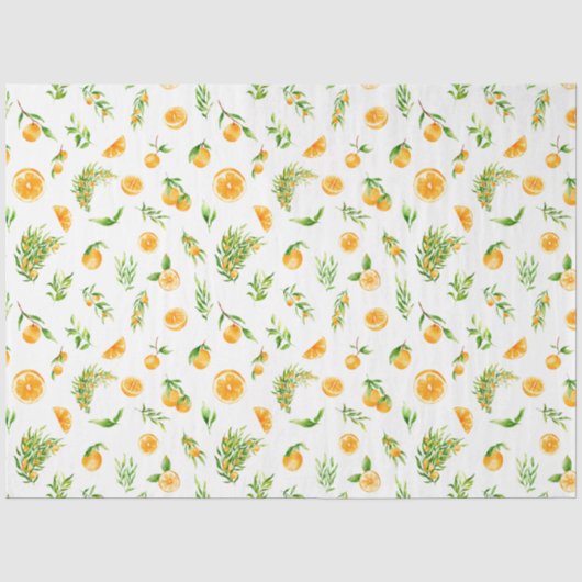 Papier Mousseline Motif oranges et feuillage (Recto)