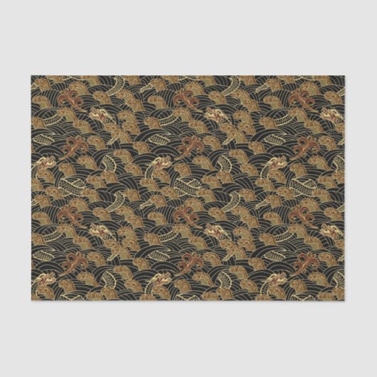 Papier Mousseline Motif oriental de dragon de mer (Recto)