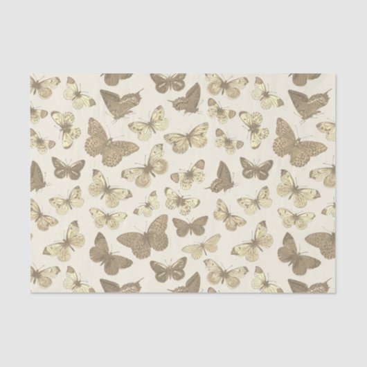 Papier Mousseline Motif Papillon Beige Féminin Mignon (Recto)