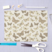 Papier Mousseline Motif Papillon Beige Féminin Mignon (Artisanat)