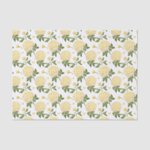 Papier Mousseline Motif papillon floral Hydrangea jaune élégant