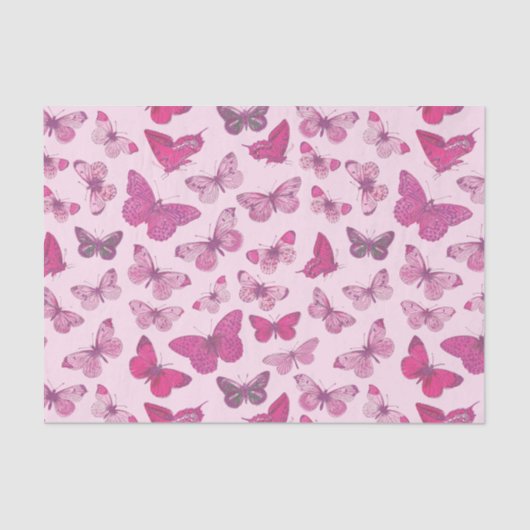 Papier Mousseline Motif papillon rose féminin mignon  (Recto)