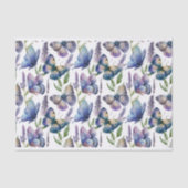 Papier Mousseline motif papillon violet et bleu (Recto)