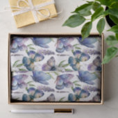 Papier Mousseline motif papillon violet et bleu (Cadeau)