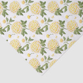 Papier Mousseline Motif Papillons Fleurs Hydrangea Jaune Élégant (Détail)