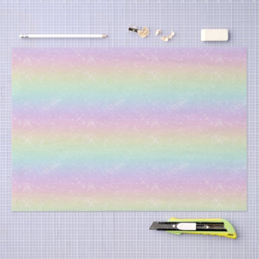 Papier Mousseline Motif Pastel Rainbow Sparkles (Artisanat)