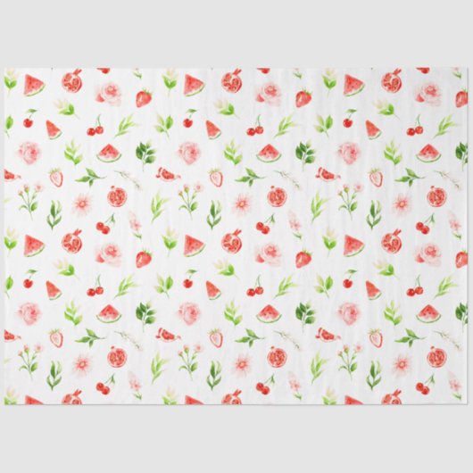 Papier Mousseline Motif Pastèque et Grenade (Recto)