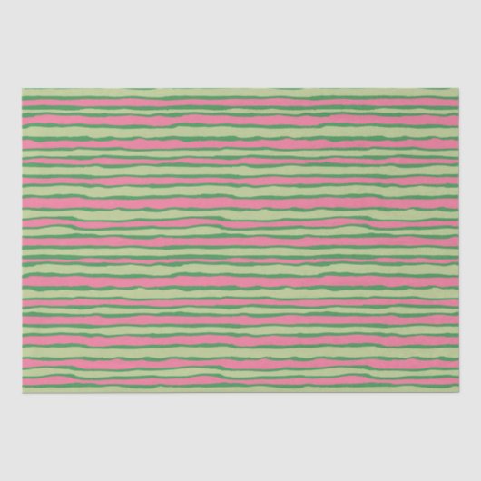 Papier Mousseline Motif pastèque rose et vert aquarelle (Recto)