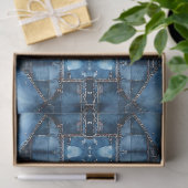 Papier Mousseline Motif Patchwork Denim - Ava (Cadeau)
