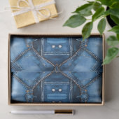 Papier Mousseline Motif Patchwork Denim - Olivia (Cadeau)