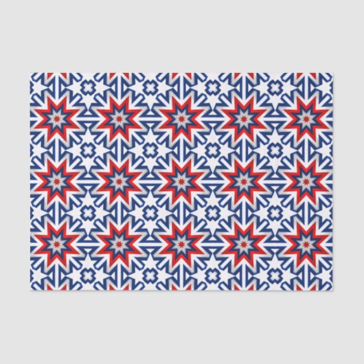 Papier Mousseline Motif Patriotique Rouge Bleu Bleu (Recto)