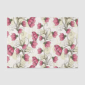 Papier Mousseline Motif Peonies rose et verte (Recto)