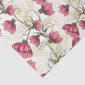 Papier Mousseline Motif Peonies rose et verte (Détail)