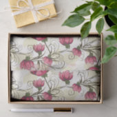 Papier Mousseline Motif Peonies rose et verte (Cadeau)