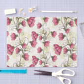 Papier Mousseline Motif Peonies rose et verte (Artisanat)