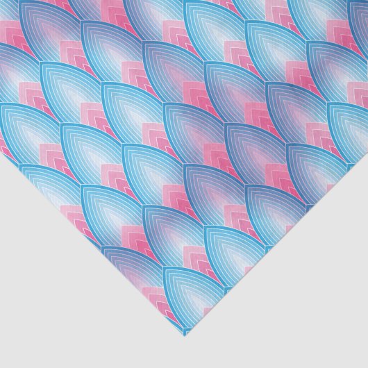 Papier Mousseline Motif Pétal Turquoise Et Rose (Détail)