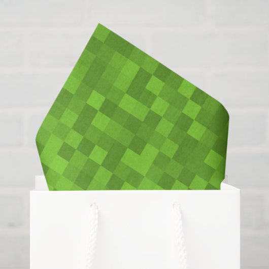 Papier Mousseline Motif Pixel Vert Rétro Jeu 8 Bits (Sac cadeau)