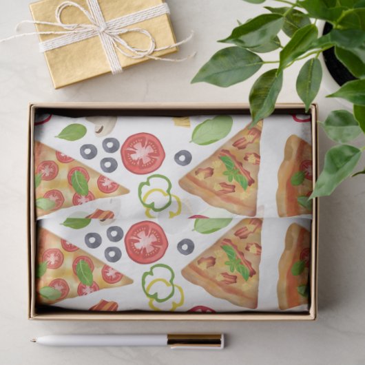 Papier Mousseline Motif Pizza d'aquarelle (Cadeau)