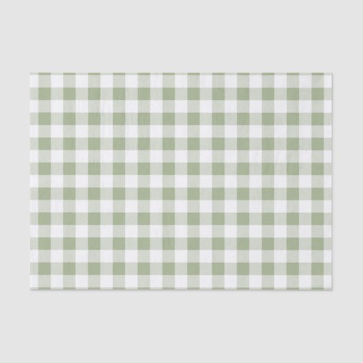 Papier Mousseline Motif Plaid blanc vert Sage (Recto)