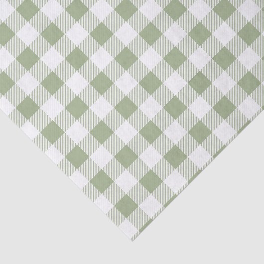 Papier Mousseline Motif Plaid blanc vert Sage (Détail)