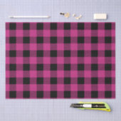 Papier Mousseline Motif Plaid Buffalo rose et noir (Artisanat)