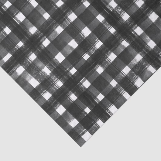 PAPIER MOUSSELINE MOTIF PLAID NOIR & BLANC (Détail)