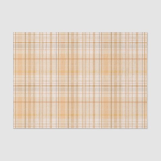 Papier Mousseline Motif Plaid Tartan Orange (Recto)