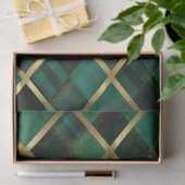 Papier Mousseline Motif Plaid Vert Et Or De Noël (Cadeau)