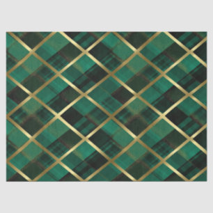 Papier Mousseline Motif Plaid Vert Et Or De Noël
