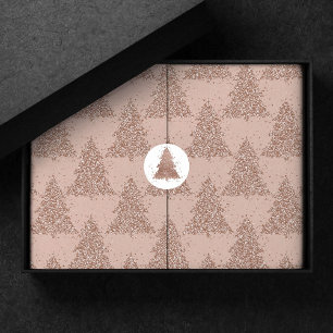 Papier Mousseline Motif Posh Tree Glam Rose Gold Blush Noël