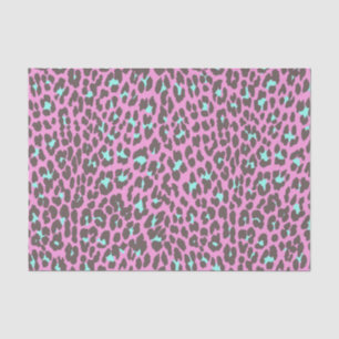 Papier Mousseline Motif Poster de animal Girl Pink Aqua Black Leopar
