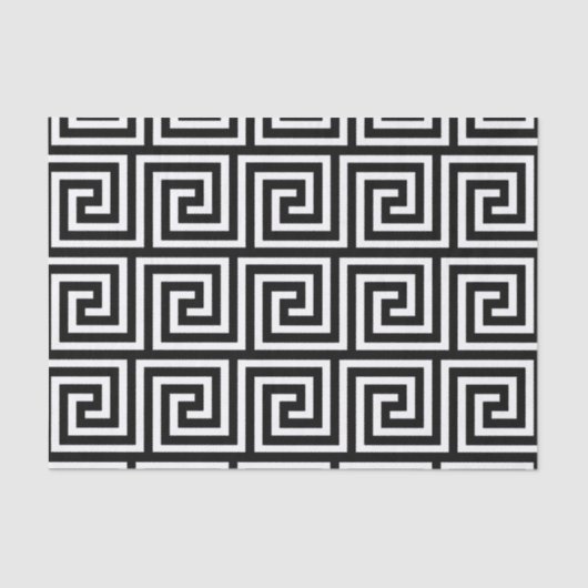Papier Mousseline Motif principal grec noir et blanc (Recto)