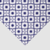 Papier Mousseline Motif Quatrefoil Bleu Et Blanc (Détail)
