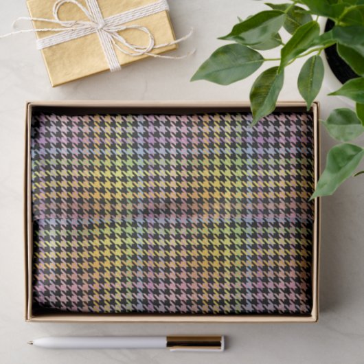 Papier Mousseline Motif Rainbow Houndstooth (Cadeau)