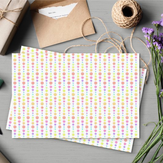 Papier Mousseline Motif Rainbow Pastel Dots