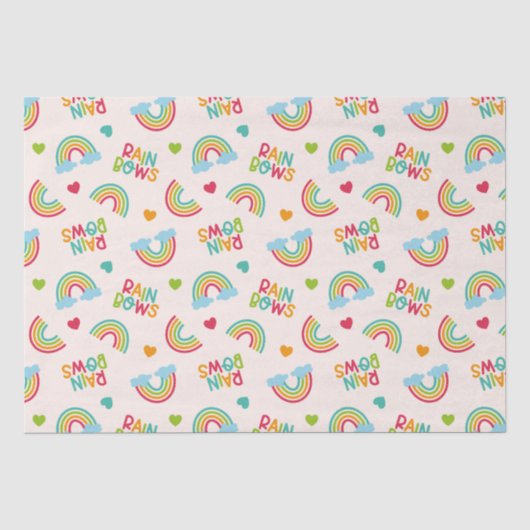 Papier Mousseline Motif Rainbows & Clouds (Recto)